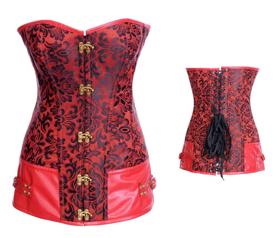 Hip Length Floral Embroidered Corset